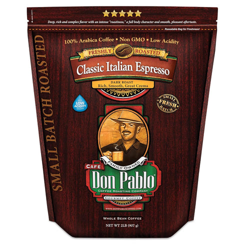 Cafe Don Pablo Gourmet Coffee Classic Italian Espresso Medium Dark Roast Whole