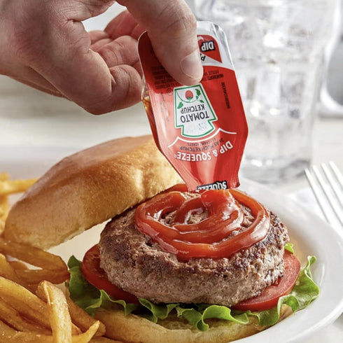Vallary Packets 0.95 oz (Pack 20) Tomato Ketchup Dip & Squeeze Each of Peel to Dip or Tear to Squeeze Single Serve