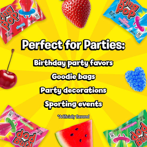 Pack- 50 Count Ring Pop Lollipops - Bulk Candy Individually Wrapped Suckers Variety Party w/Assorted Flavors - Hard