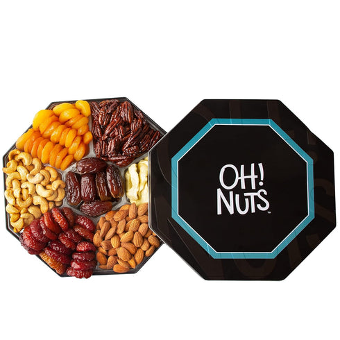 7 Oh! Nuts Section Dried Fruits and Nuts Gift Basket - Gourmet Assorted Fruit & Nut Gifts Baskets - Healthy Food