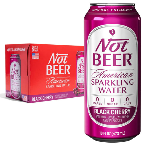 Not Beer American Sparkling Water, Black Cherry, 99.9% Pure, Mineral & Electrolyte