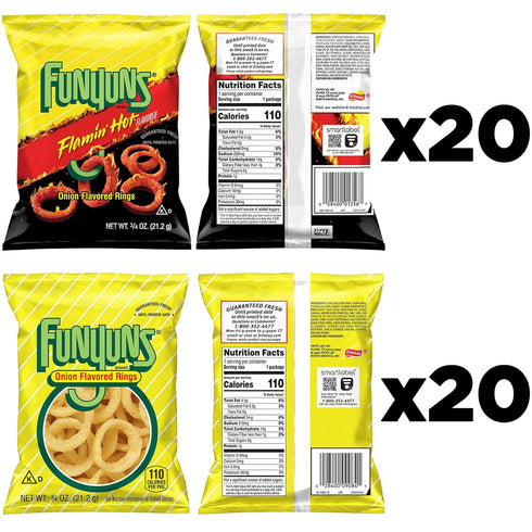Funyuns Pack, 0.75 (Pack 40) Onion Flavored Rings, Variety Ounce