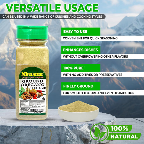 100% (6 oz) Premium Ground Oregano Natural, Gluten-Free, and Non-GMO Perfect for Italian Seasoning, Pasta, Soups