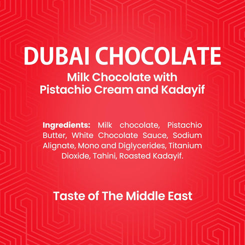 NURRY 7.68 oz 100% Dubai Chocolate - Pistachio Cream-Filled Viral Milk Chocolate Bar - Original Taste with Creamy