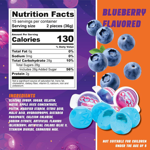 30 Gummies, Gummy 4YoreElves (19 oz) Planet Novelty Space Candy with Jelly Filling, Individually Wrapped Blueberry
