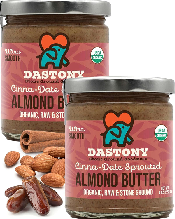 Dastony Cinna-Date Sprouted Almond Butter - Raw Almond Butter - 8 oz,