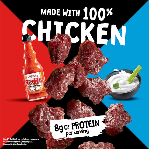 8g 100% (8 Pack) 2.85 oz Jack Link's DUOs Frank's RedHot Buffalo Style and Ranch Chicken Bites - Ready to Eat Real Meat
