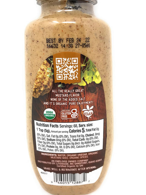 12 OZ ORGANICVILLE Organic Salt Free Mustard