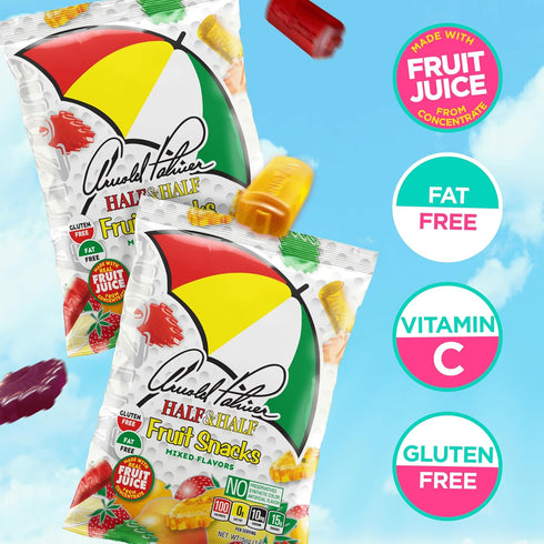 Gummy 5 (Pack 12), 60 Arizona Arnold Palmer Half and Half Fruit Snacks, Gluten Free Mixed Fruit Chews, Ounce Individual