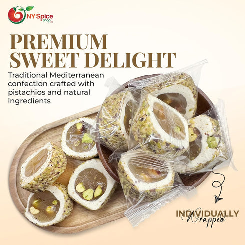 Malban 5 Malban NY Spice Shop Pistachio Kashta Roll - Pound Traditional Fruit & Nut Candy with Dried Pistachio Kashta