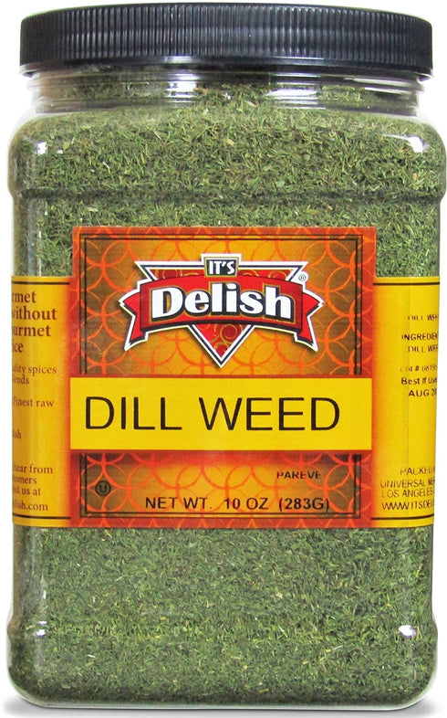 10 Oz 100% Dried Dill Weed by It's Delish, Jumbo Reusable Container Classic Kitchen Spice - Bulk Dry Dill Weed Season