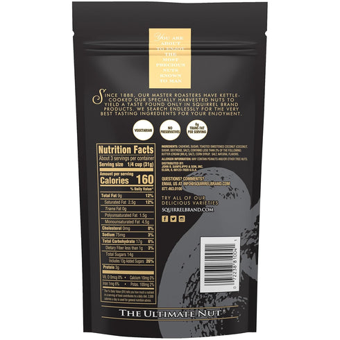 3.5 oz 3.5 OZ Squirrel Brand Caramel Toasted Colada Cashews with Sweet Toasted Coconut, Natural Flavors + SQUIRREL
