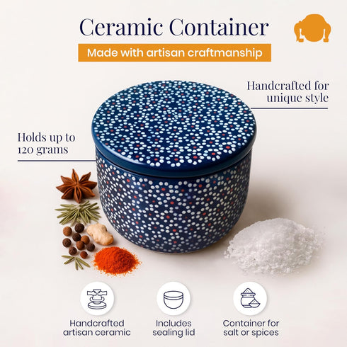 12 oz SAL MARINA | Ceramic Container - For Salt or Spices - Kitchen Decor - Handcrafted Ceramic Jars With Sealing Lids