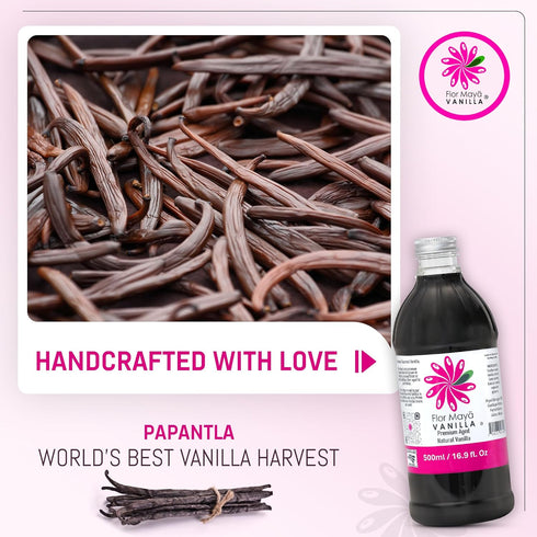 16.9 oz Flor Maya Vanilla Extract Premium Aged Blend Made with Mexican Vanilla Beans | Gourmet Vanilla Bean Extract