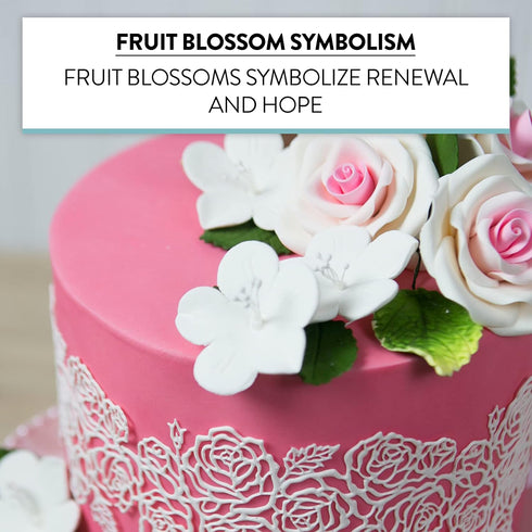 12 Count Global Sugar Art Fruit Blossom Sugar Cake Flowers, White with Wires, by Chef Alan Tetreault
