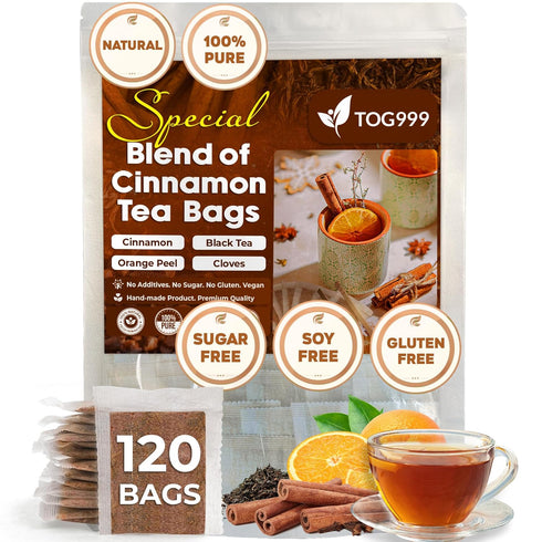 120 Hot Special Cinnamon Tea Bags – Herbal Tea Blend of Cinnamon, Black Tea, Orange Peel, and Cloves