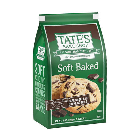 4-8 oz Tate's Bake Shop Soft Baked Cookies, Dark Chocolate Chunk, Bags