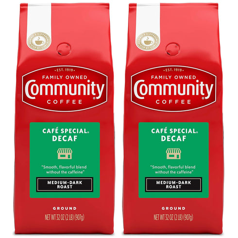 Community Coffee Caf Special Decaf 64 Ounces, Medium Dark Roast Ground Coffee,