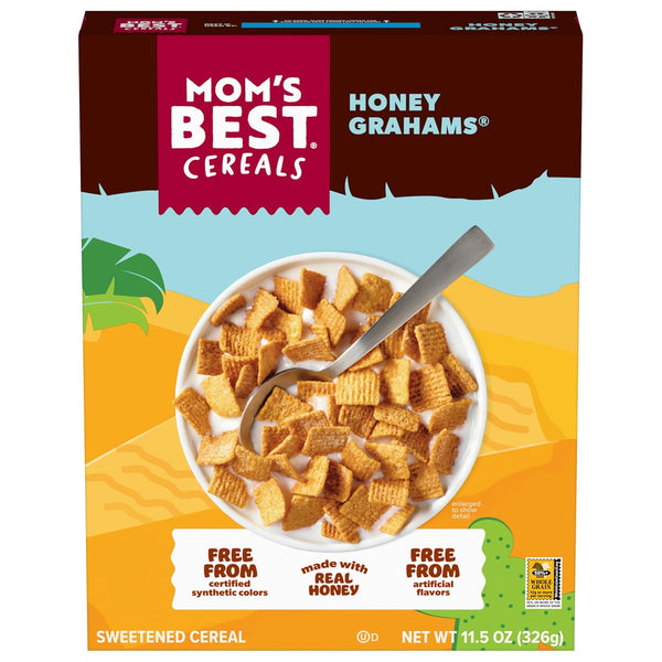 Mom's Best Honey Grahams Breakfast Cereal, Honey Graham Cereal Made with Real Honey, No