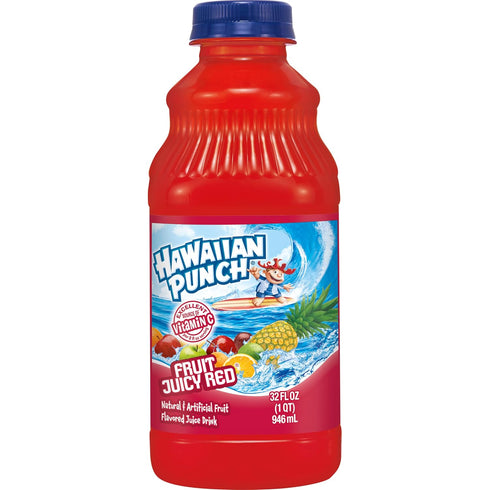 32 Oz (Pack 12), 100 Hawaiian Punch Fruit Juicy Red Fruit Juice Drink, Fl Bottle Of Caffeine-free, Carbonation-free