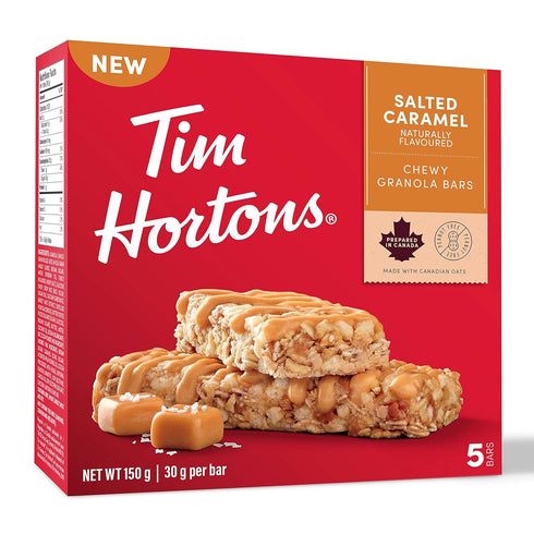 5 Count, Tim Hortons Salted Caramel Granola Bars, Peanut Free, Imported from Canada}