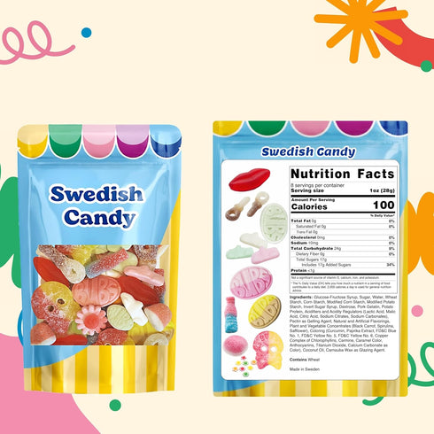 Gummy BUBS Swedish Candy Sour & Sweet Pick and Mix Assorted Scandinavian Candy, Soft and Chewy Texture, Bulk Bag Made
