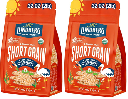 Lundberg Short Grain Brown Rice, Regenerative Organic Certified Slightly Nutty, Sticky Rice