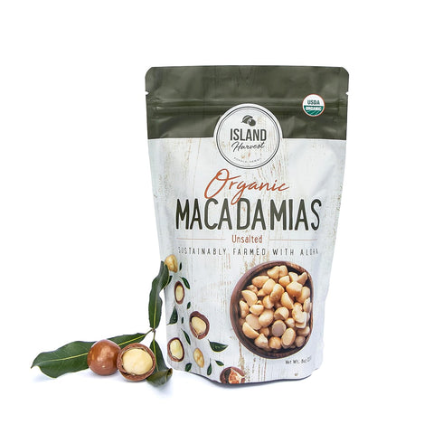 Island Harvest Unsalted Organic Macadamia Nuts - 100% Hawaiian Unsalted Macadamia Nuts