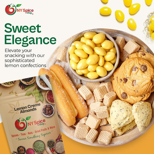 3 NY Spice Shop Lemon Creme Chocolate Covered Almonds - Pound Candied Creamy Crunchy Flavored Almonds Bulk For Birthday