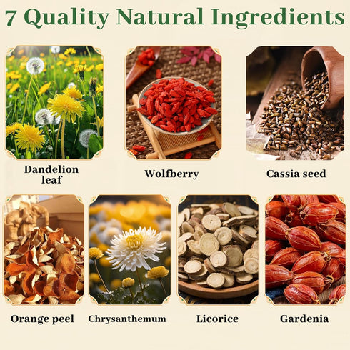 Plutarn 7 (2) Liver & Kidney Detox Tea - Dandelion Wolfberry Tea, Herbal Ingredients Blend, Goji Berry Chrysanthemum