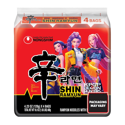4.23 oz (Pack 16), Packaging Nongshim Shin Ramyun Noodles, Spicy Korean Signature Instant Ramyun, Rich Beef Flavored