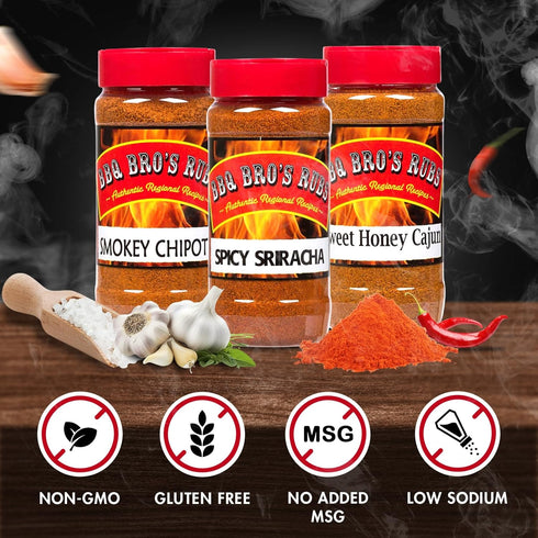 Set BBQ BROS RUBS (Spicy Style) - Barbecue Spices Seasonings - BBQ Rubs - Use for Grilling, Cooking & Smoking - Meat
