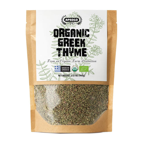Apsogo Organic Greek Thyme Premium Dried Thyme Leaves from Greece (3.52 oz)