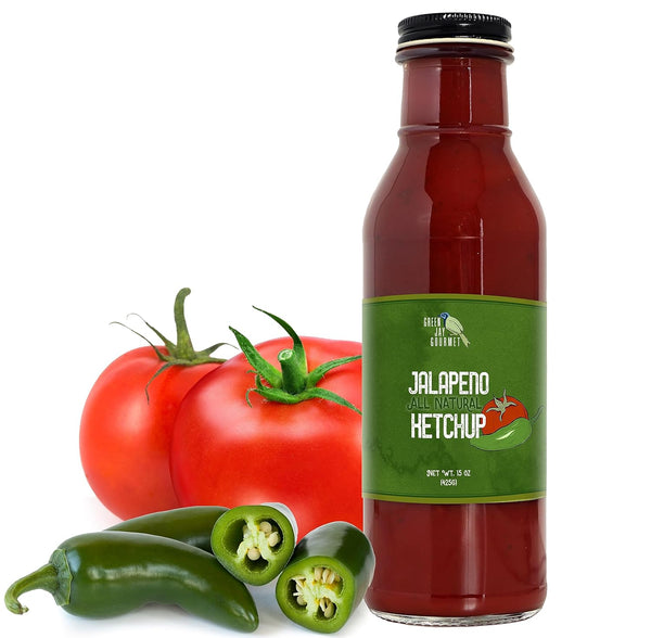 Green Jay Gourmet Jalapeno Ketchup - All-Natural Tomato Ketchup with Tomato Paste,