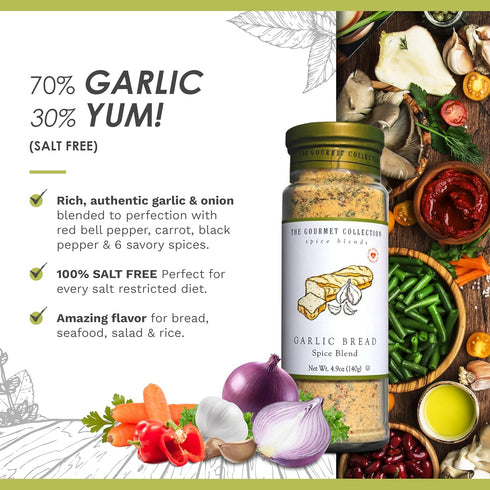 The Gourmet Collection Garlic Bread Spice Blend, Garlic Butter Seasoning for Cooking, Salt Free