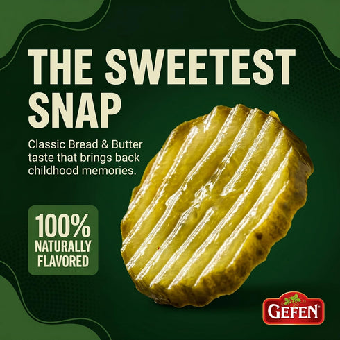 24.3 oz (2 Pack) Gefen Sweet Pickle Chips, | Sweet & Tangy Bread & Butter Style Pickle Slices | Crunchy Sandwich