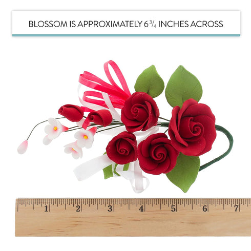 2 Count Global Sugar Art Premium Rose Sugar Cake Topper Flower Spray, Deep Red, by Chef Alan Tetreault