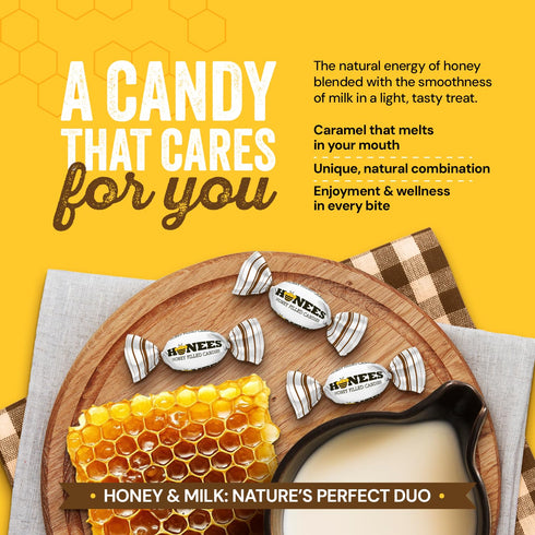 12 Pack (34.2oz) Honees Honey Caramels Hard Candy Individually Wrapped | Natural & Healthy Candy, Italian Made