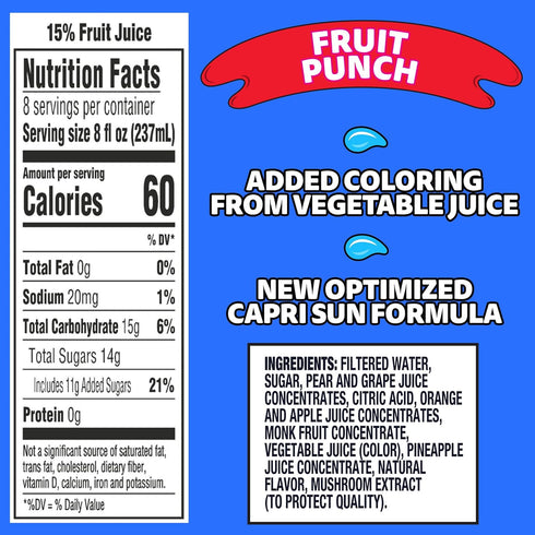 1 64 oz Capri Sun Flavored Juice Drink Blend with Other Natural Flavor, Bottle, for School Lunches and On-the-Go