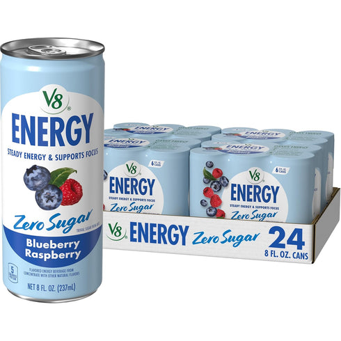 V8 Energy Zero Sugar Blueberry Raspberry, 8 fl. oz. Can (24 Pack)