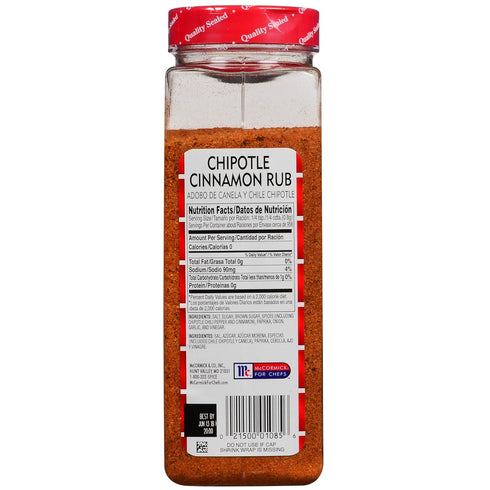 Lawry's Chipotle Cinnamon Rub, 27 oz - One 27 Ounce Container of Chipotle Cinnamon Rub Made of Chipotle Chili Pepper, Cinnamon, and Paprika Perfect for Burgers, Pork, Chicken, and Vegetables