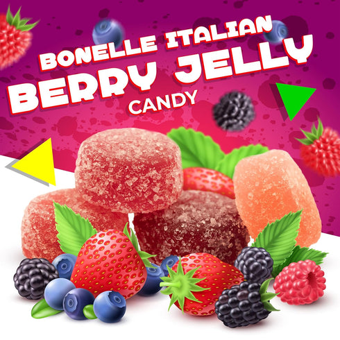 1 Bonelle Italian Berry Jelly Candy | Pound Bag | Naturally Flavored Dye Free Candy | Strawberry, Raspberry