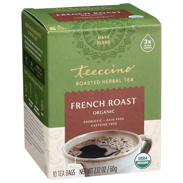 Teeccino French Roast Herbal Tea, 10 Tea Bags - Caffeine Free & Prebiotic Coffee Alternative