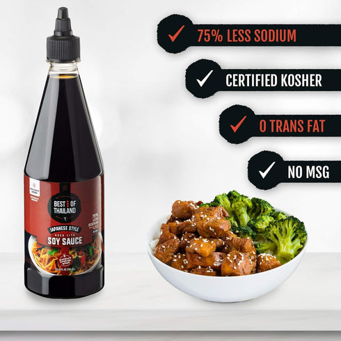 Best of Thailand Japanese Soy Sauce | Lite Dark Soy Sauce, Barrel Aged | 2 Bottles 23.65oz | Authentic Asian Marinade,
