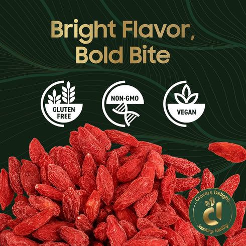 16 oz Cravers Delight Dried Goji Berries of Dry Goji Berry with Tart Chewy Texture for Smoothies, Baking, Tea Whole