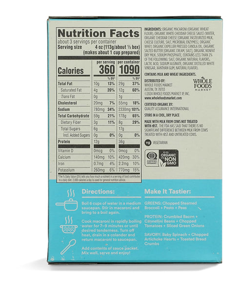 365 12 by Whole Foods Market, Organic White Cheddar Shells and Cheese Deluxe, Ounce