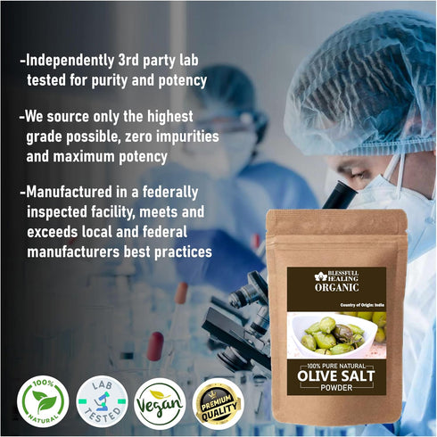 Blessfull Healing 100% 100 3.52 oz Organic Olive Salt Powder Pure Natural Gram /