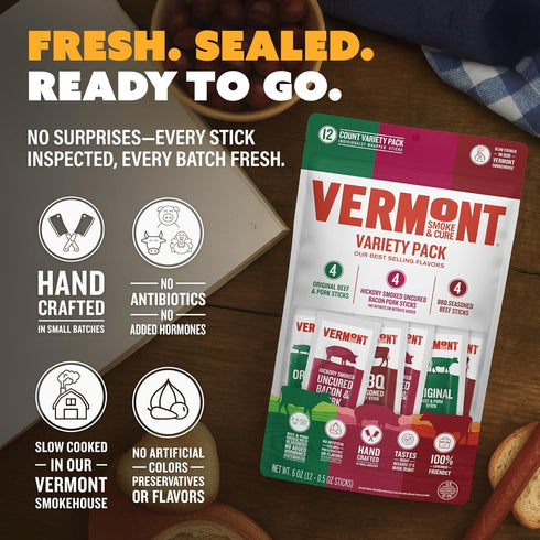 Pack, 6 OZ VERMONT SMOKE AND CURE Mini Meat Sticks Variety