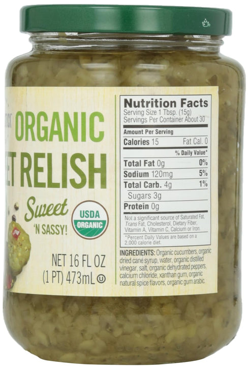 95% 16 oz Woodstock, Sweet Relish, At least Organic