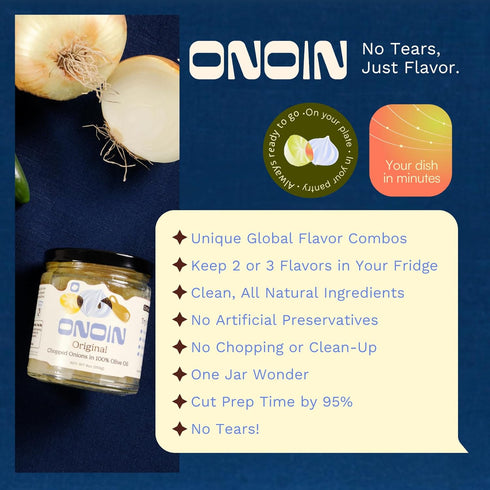 100% 9 oz (Pack 2) ONOIN Chopped Onions in Olive Oil - Seed Oil Free and Ready-to-Use Flavor Base & Topping | Original